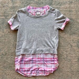 Anthropologie Gray and Pink Layered Women’s Shirt